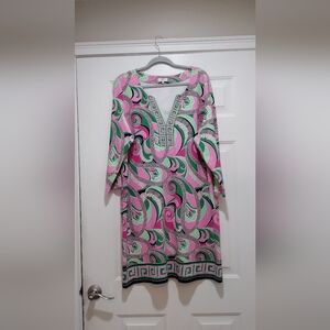 Crown & Ivy Pink Paisley Shift Dress Size 2X